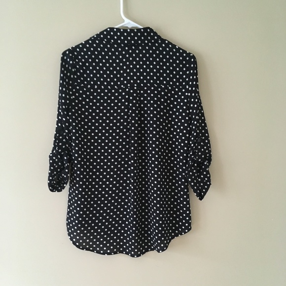 Polka Dot 3/4 Sleeve button front blouse - Picture 2 of 4